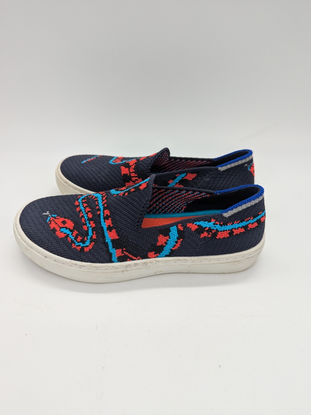 Rothy's Snake Embroidered Woven Slip-On Sneakers Kids Size 12 Unique Statement